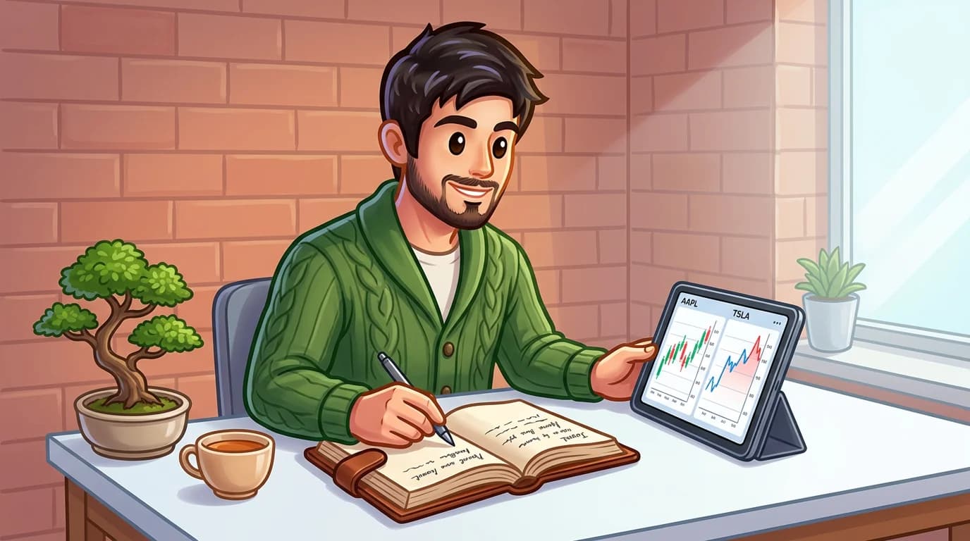 Person carefully comparing trading charts and taking notes