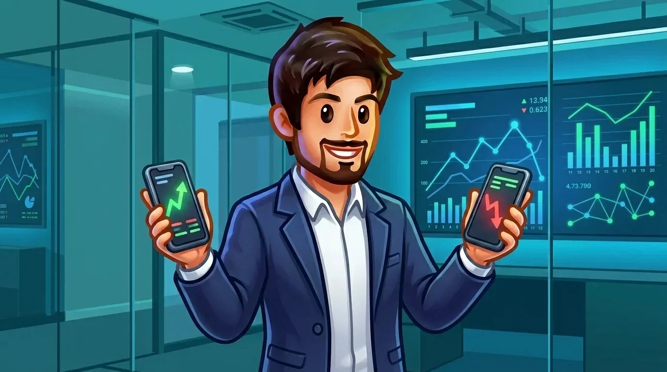 {"en":"Two traders comparing prices at a desk with multiple monitors"}