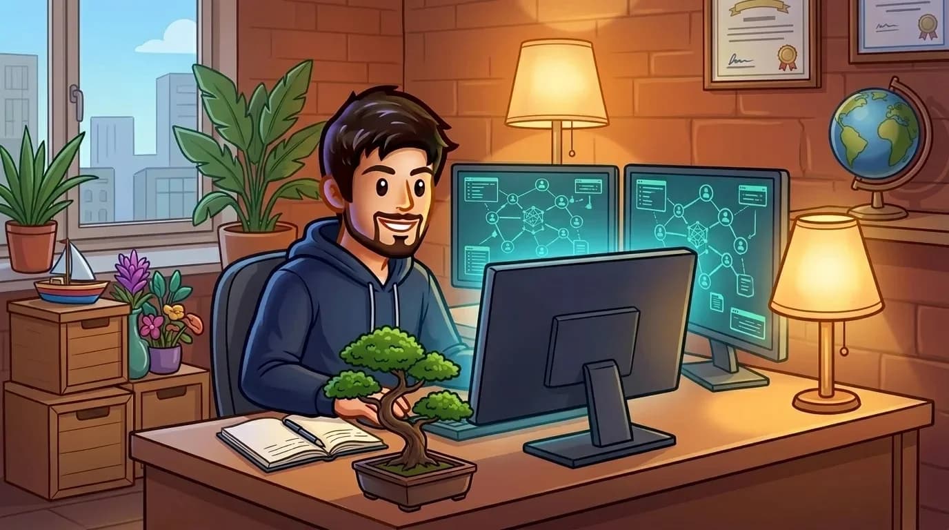 {"en":"Trader analyzing decentralized copy trading data on multiple screens"}