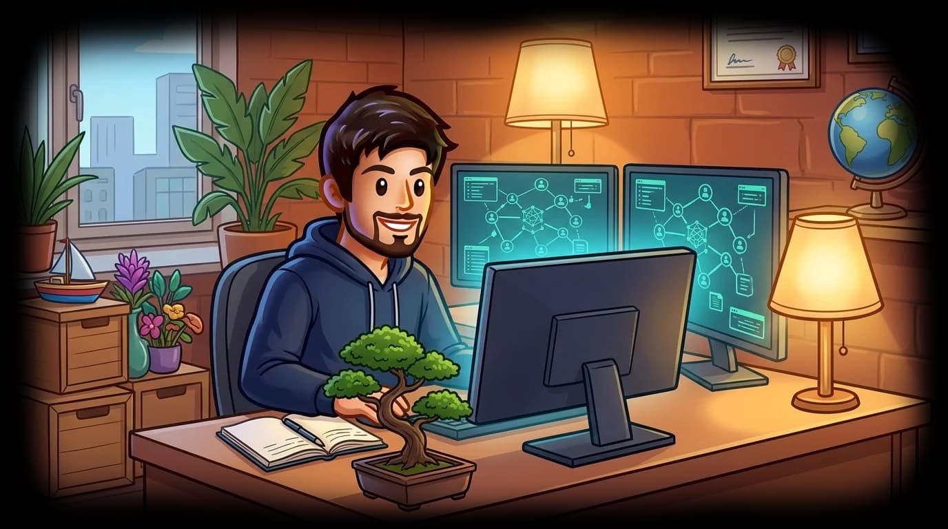 Trader analyzing decentralized copy trading data on multiple screens