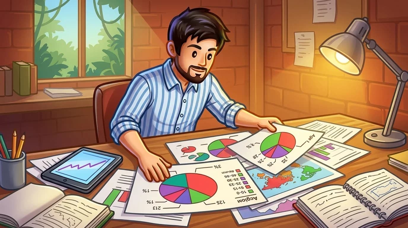 Researcher analyzing detailed demographic breakdowns from polling data