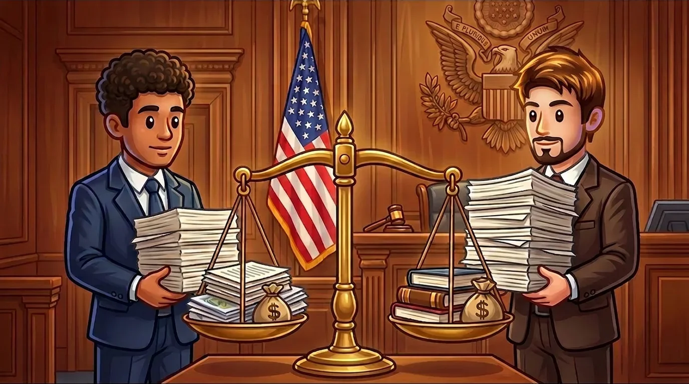 Government officials on opposite sides of a justice scale representing federal versus state regulatory authority