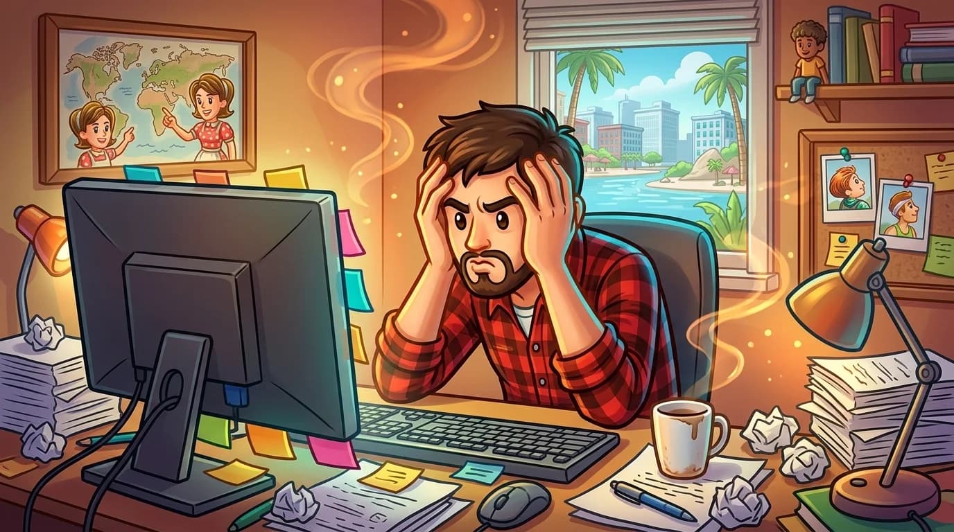 Frustrated trader surrounded by notes after making common betting mistakes