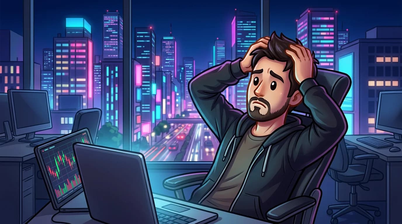 Trader monitoring open positions and market movements with concern