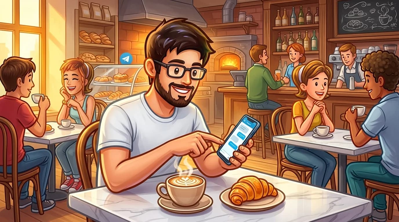 User accessing prediction markets through Sides in Telegram at a cafe