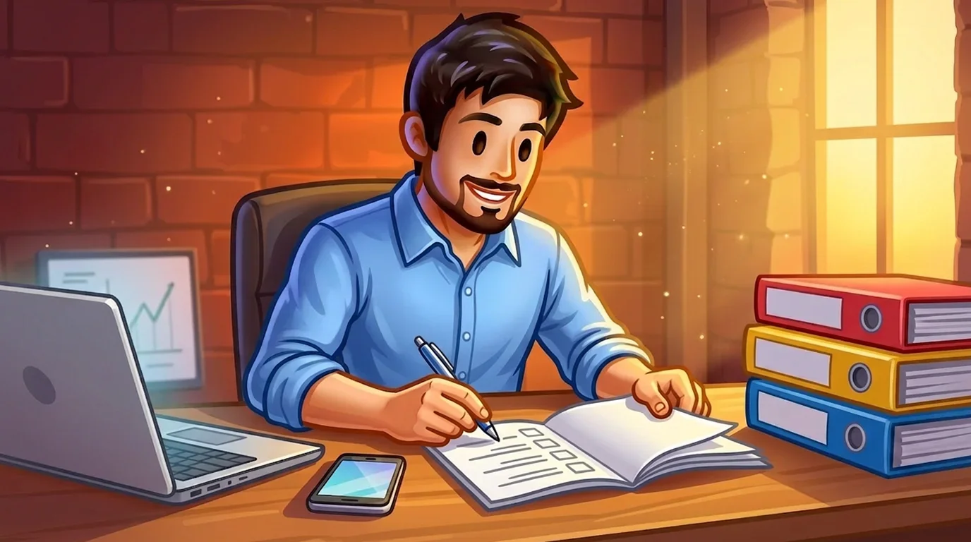 Trader reviewing a final checklist