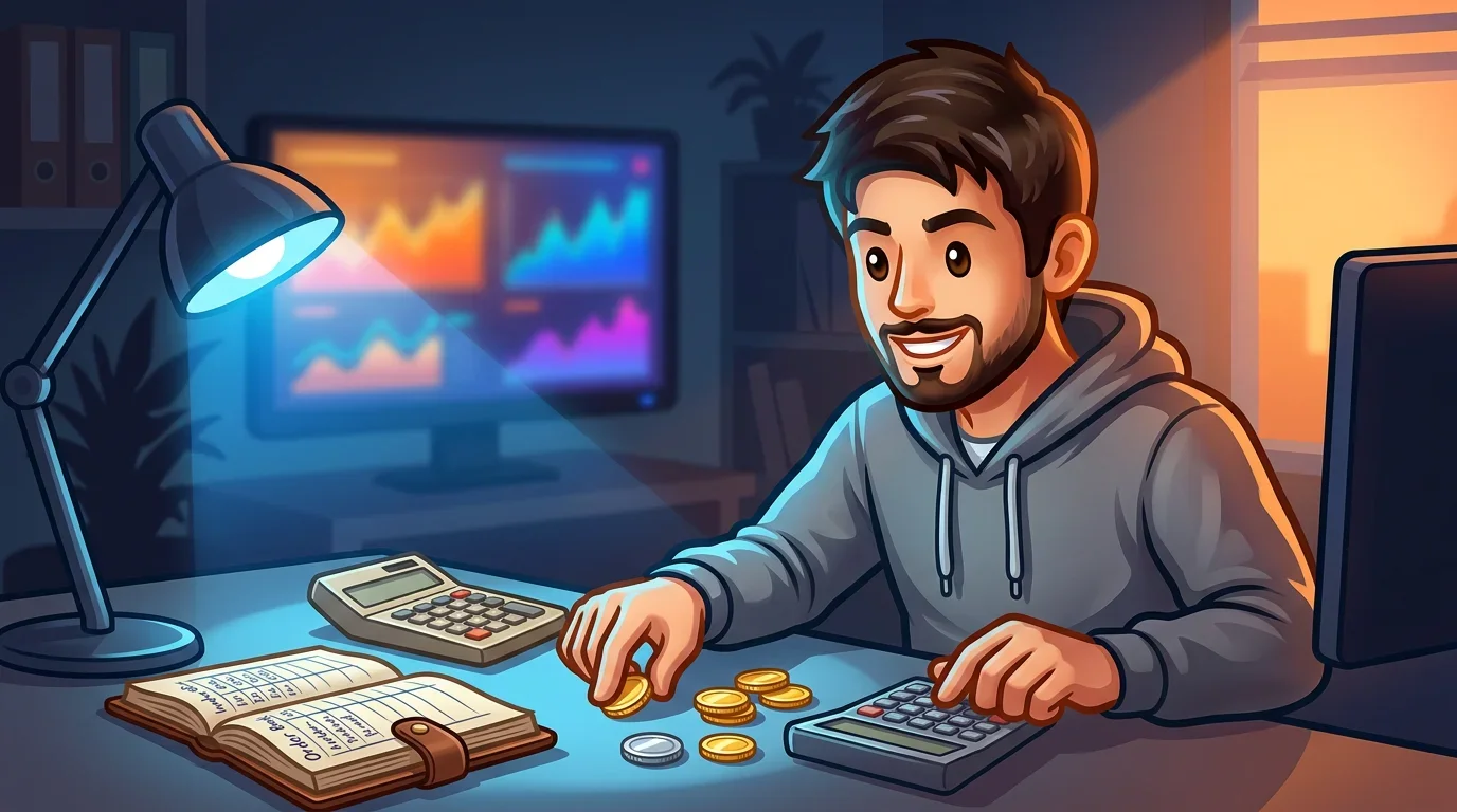 Trader calculating costs before a trade