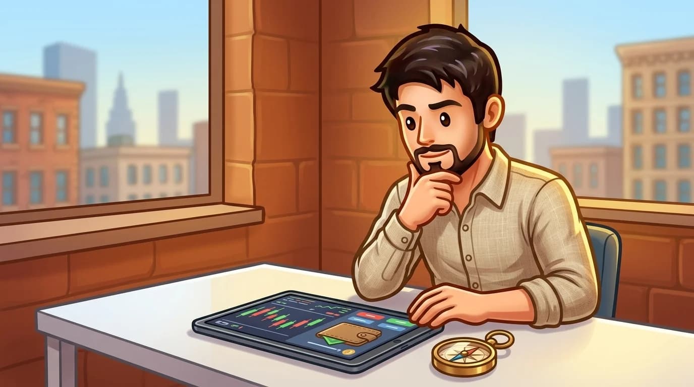 An investor weighing the differences between traditional and decentralized copy trading models